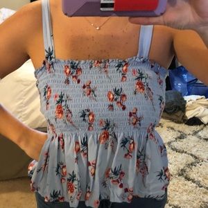 Blue floral tank top